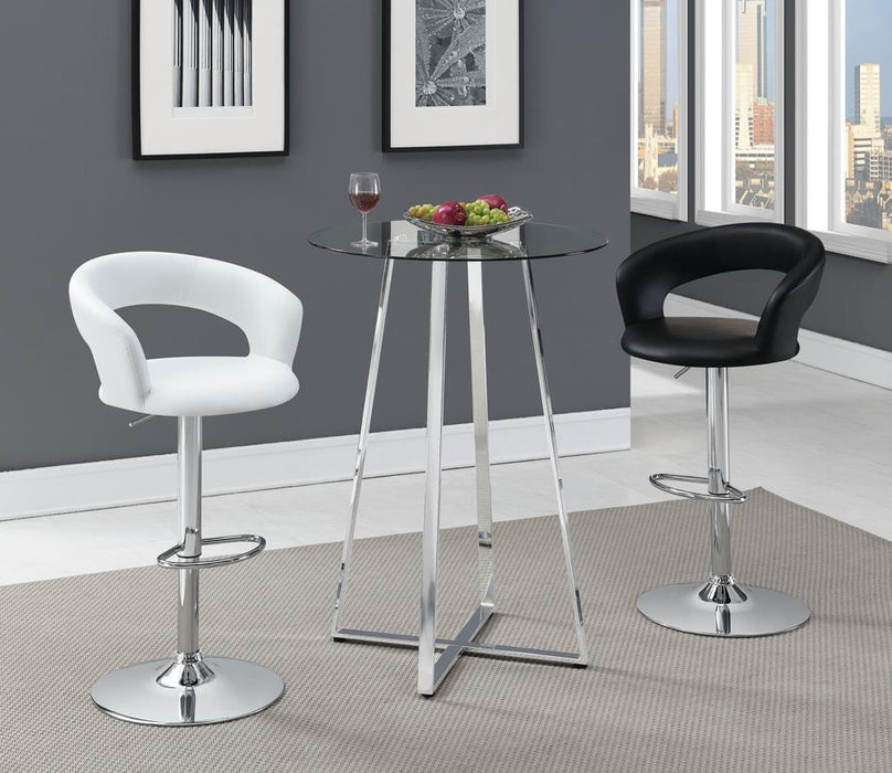 Zanella Glass Top Bar Table Chrome - Evans Furniture (CO)
