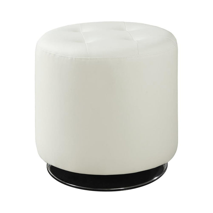 Bowman Round Upholstered Ottoman White - Evans Furniture (CO)