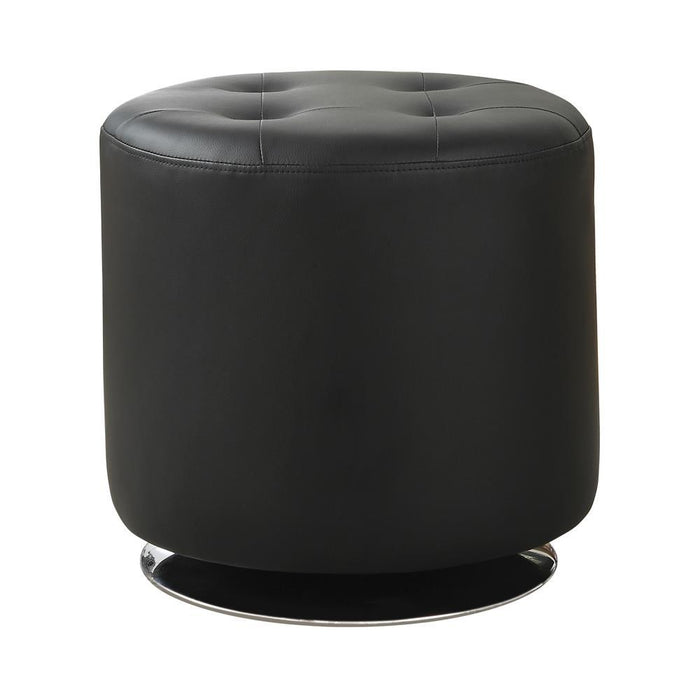 Bowman Round Upholstered Ottoman Black - Evans Furniture (CO)