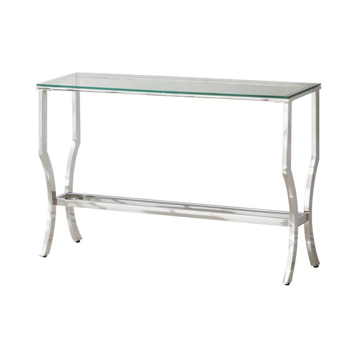 Saide Rectangular Sofa Table with Mirrored Shelf Chrome - Evans Furniture (CO)