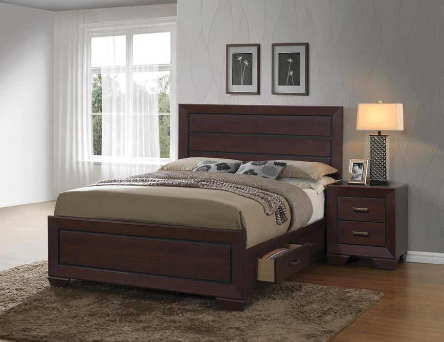 Kauffman Eastern King Panel Bed Dark Cocoa - Evans Furniture (CO)