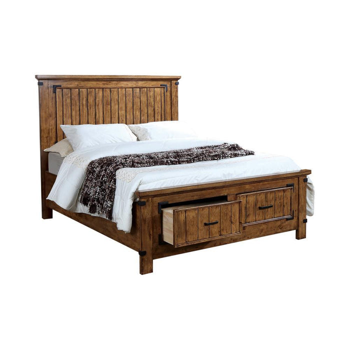 Brenner California King Panel Bed Rustic Honey - Evans Furniture (CO)