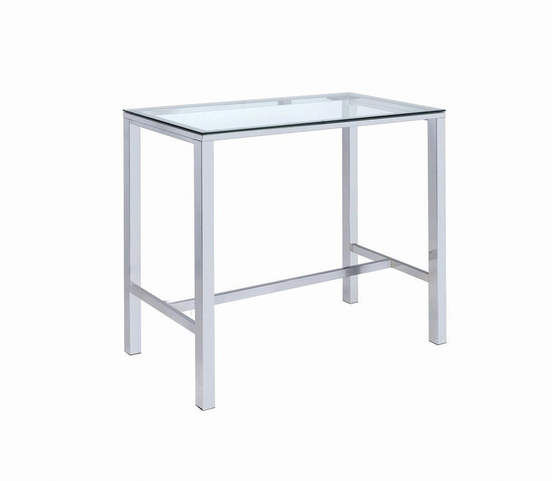 Tolbert Bar Table with Glass Top Chrome - Evans Furniture (CO)