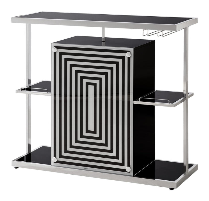 Zinnia 2-tier Bar Unit Glossy Black and White - Evans Furniture (CO)