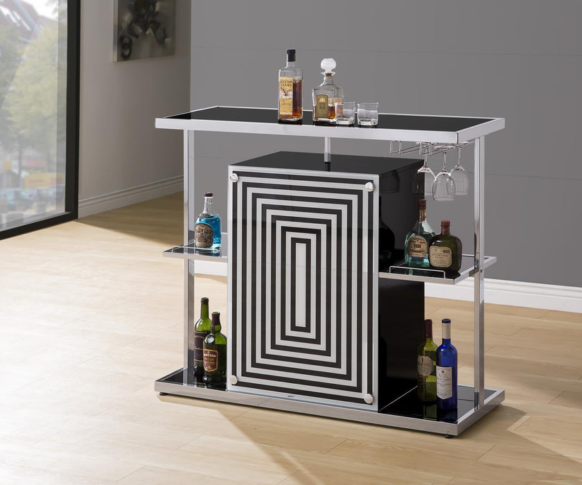 Zinnia 2-tier Bar Unit Glossy Black and White - Evans Furniture (CO)