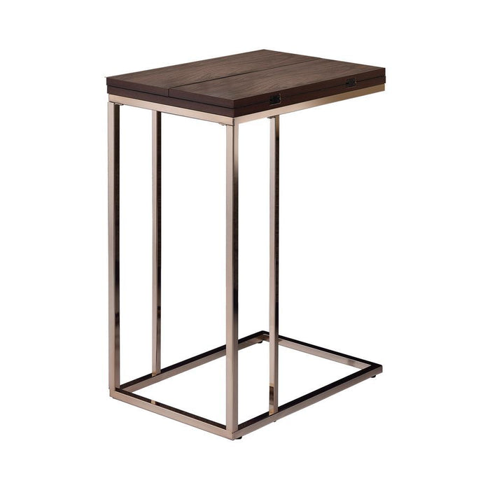 Pedro Expandable Top Accent Table Chestnut and Chrome - Evans Furniture (CO)
