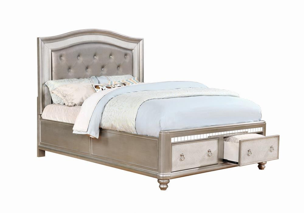 Bling Game Queen Panel Bed Metallic Platinum - Evans Furniture (CO)