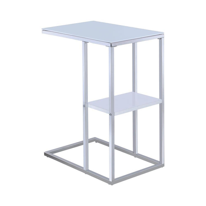 Daisy 1-shelf Accent Table Chrome and White - Evans Furniture (CO)