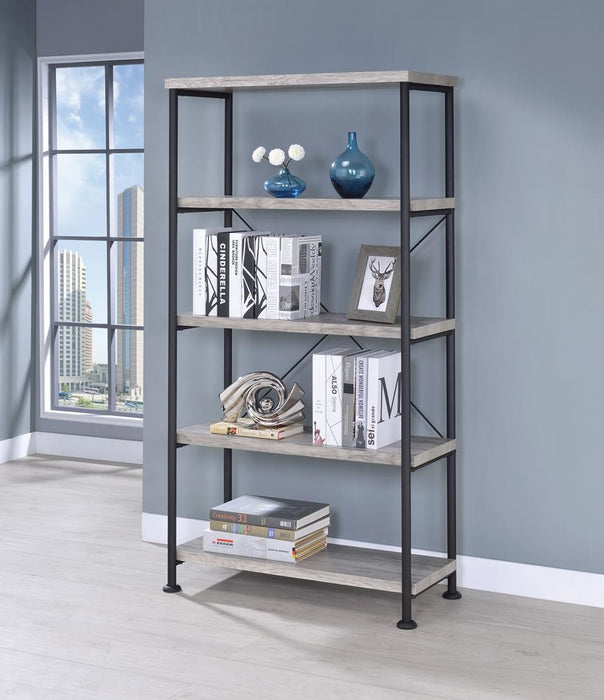 Analiese 4-shelf Open Bookcase Grey Driftwood - Evans Furniture (CO)