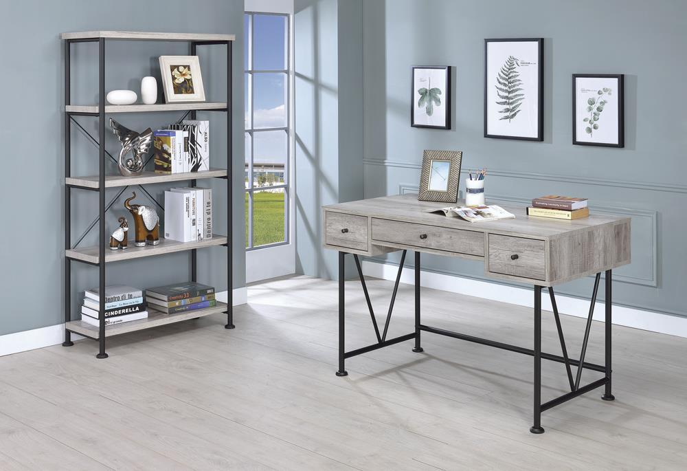 Analiese 4-shelf Bookcase Grey Driftwood - Evans Furniture (CO)