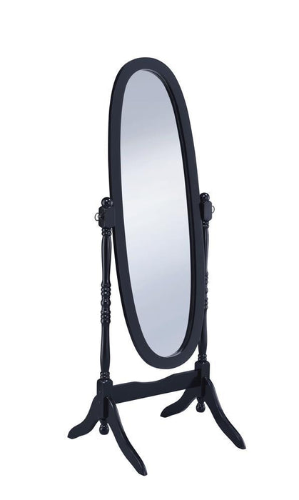 Foyet Oval Cheval Mirror Black - Evans Furniture (CO)
