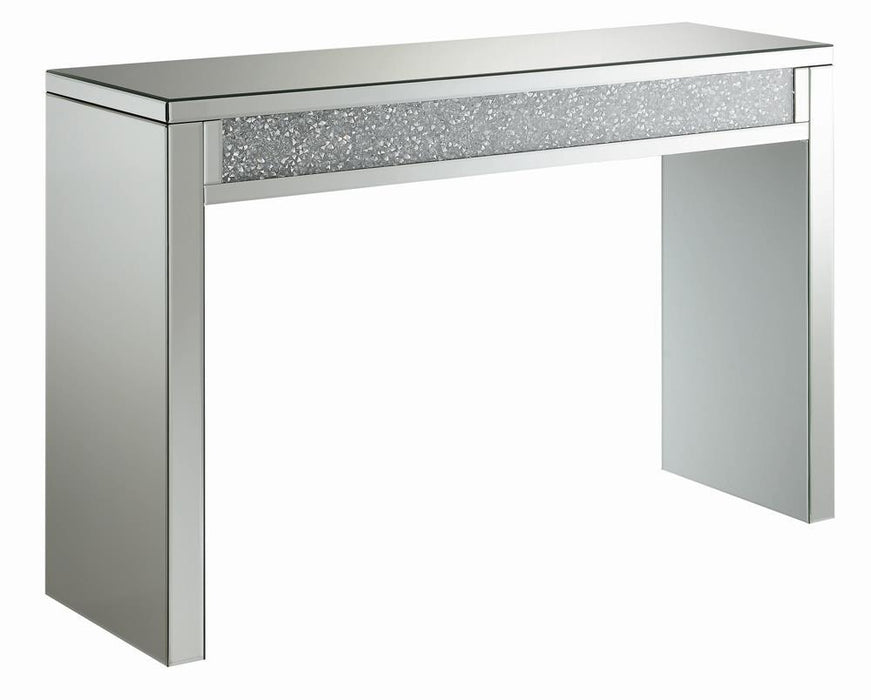 Gillian Rectangular Sofa Table Silver and Clear Mirror - Evans Furniture (CO)