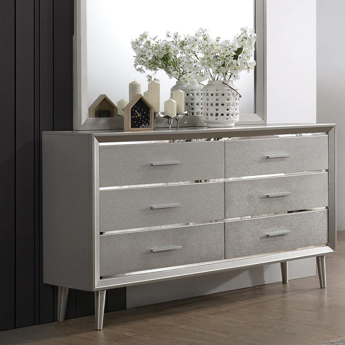 Ramon 6-drawer Dresser Metallic Sterling - Evans Furniture (CO)