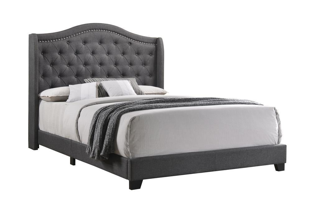Sonoma Camel Back Queen Bed Grey - Evans Furniture (CO)