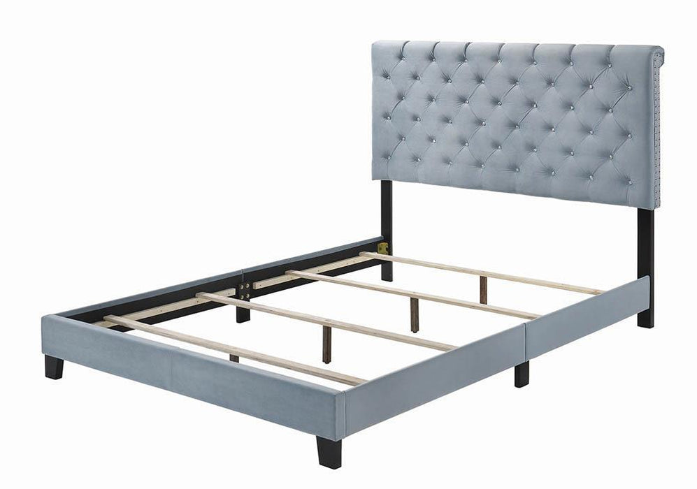 Warner Eastern King Upholstered Bed Slate Blue - Evans Furniture (CO)