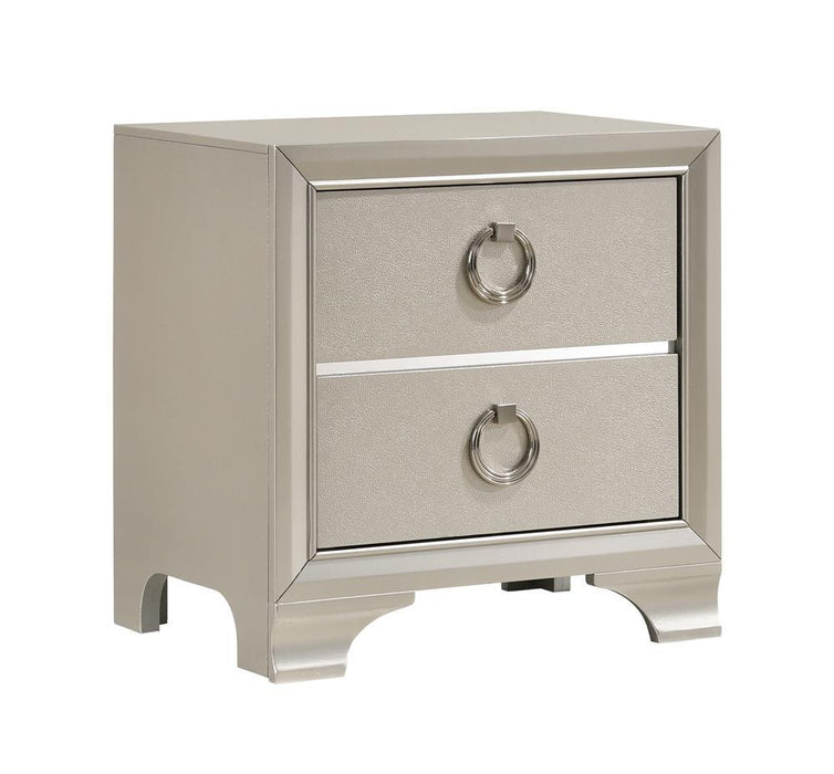 Salford 2-drawer Nightstand Metallic Sterling - Evans Furniture (CO)