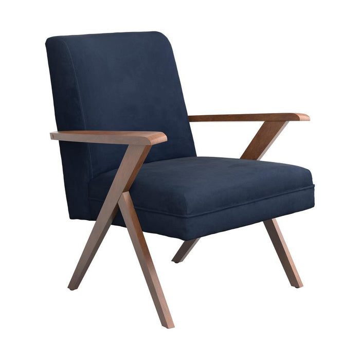 Cheryl Wooden Arms Accent Chair Dark Blue and Walnut - Evans Furniture (CO)