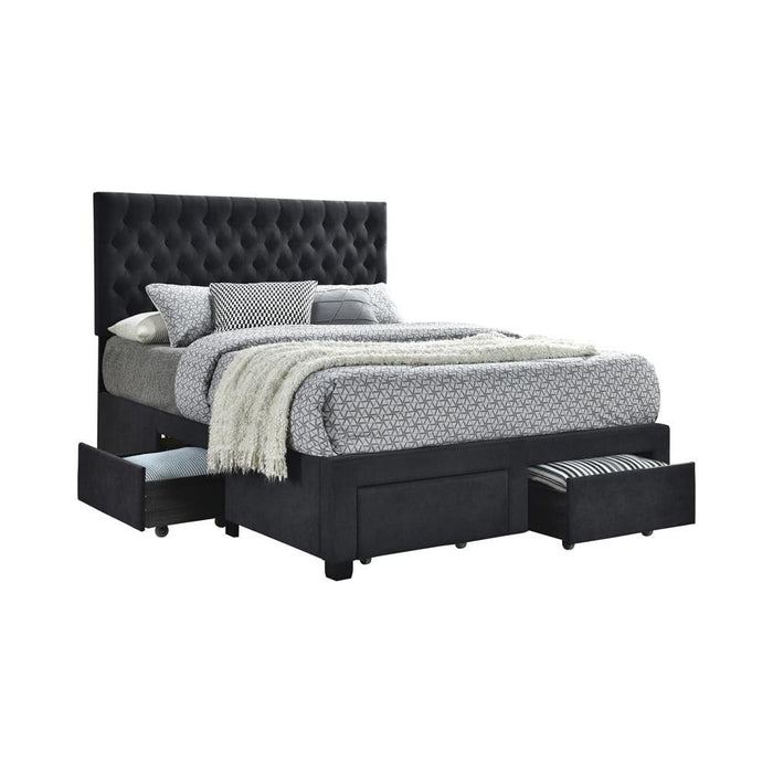 Soledad Full 4-drawer Button Tufted Storage Bed Charcoal - Evans Furniture (CO)