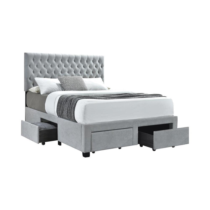 Soledad Full 4-drawer Button Tufted Storage Bed Light Grey - Evans Furniture (CO)
