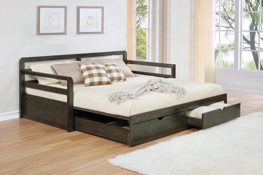 Sorrento 2-drawer Twin XL Daybed with Extension Trundle Grey - Evans Furniture (CO)