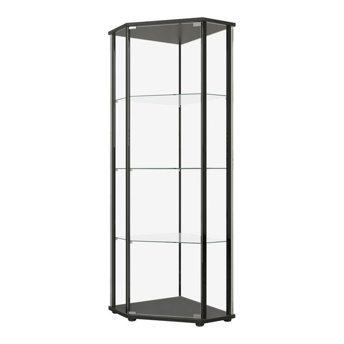 Zenobia Glass Shelf Curio Cabinet Clear and Black - Evans Furniture (CO)