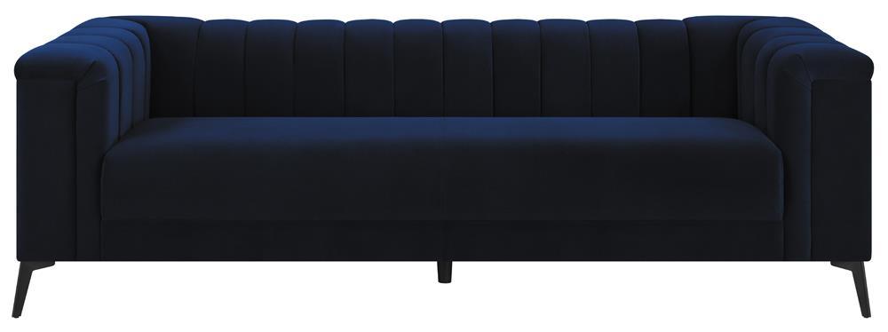 Chalet Tuxedo Arm Sofa Blue - Evans Furniture (CO)