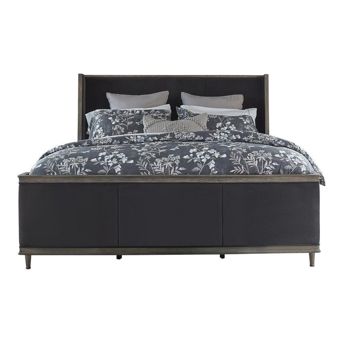 Alderwood Eastern King Upholstered Panel Bed Charcoal Grey