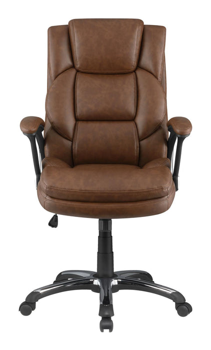 Nerris Adjustable Height Office Chair with Padded Arm Brown and Black - Evans Furniture (CO)