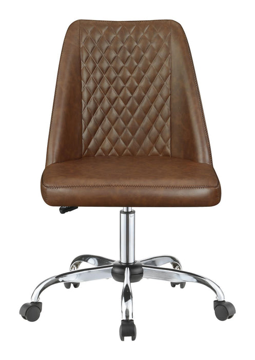 Althea Upholstered Tufted Back Office Chair Brown and Chrome - Evans Furniture (CO)