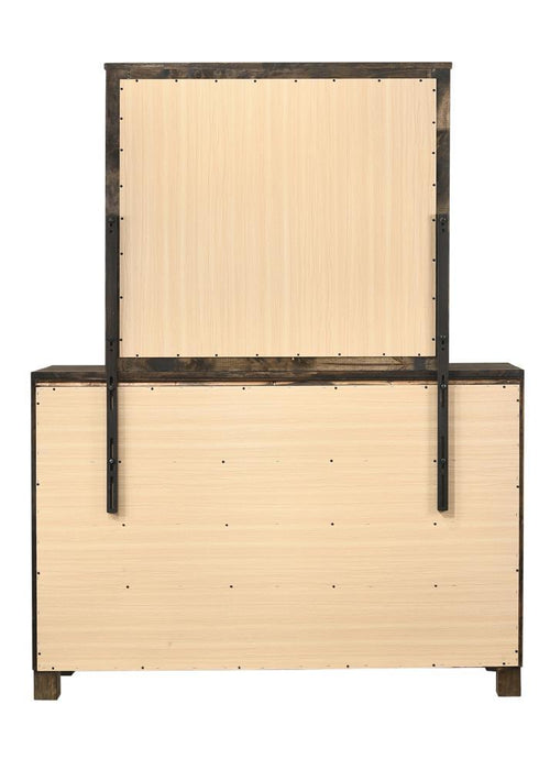 Woodmont Rectangle Dresser Mirror Rustic Golden Brown - Evans Furniture (CO)