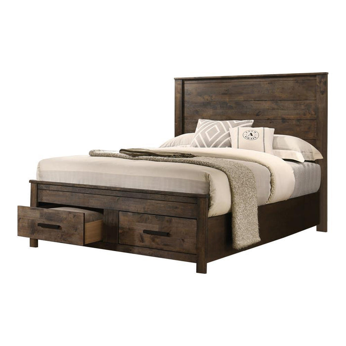 Woodmont Eastern King Storage Bed Rustic Golden Brown - Evans Furniture (CO)