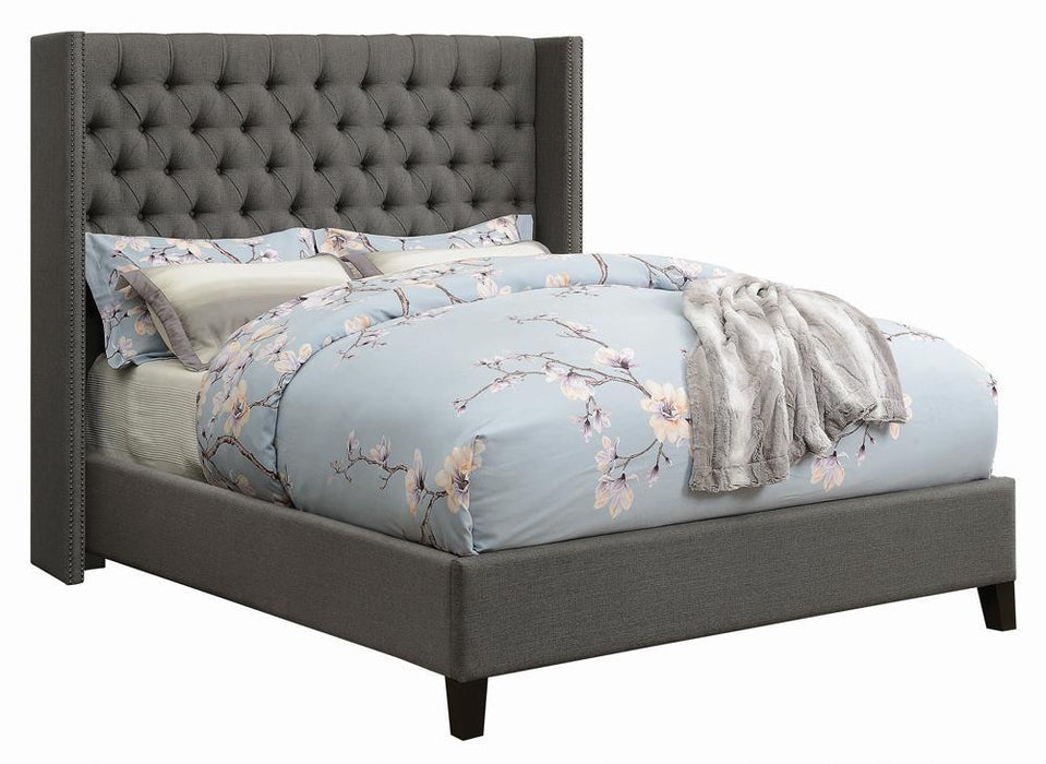 Bancroft Demi-wing Upholstered California King Bed Grey - Evans Furniture (CO)