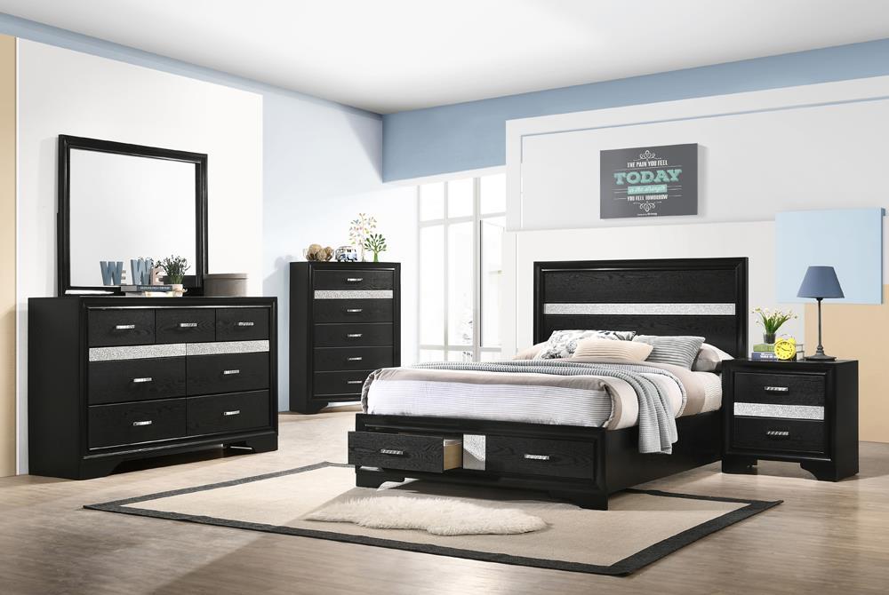 Miranda Full Storage Bed Black - Evans Furniture (CO)