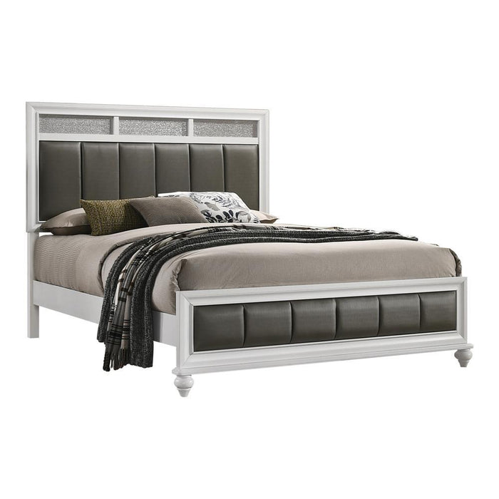 Barzini California King Upholstered Panel Bed White - Evans Furniture (CO)