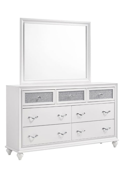 Barzini Rectangle Dresser Mirror White - Evans Furniture (CO)