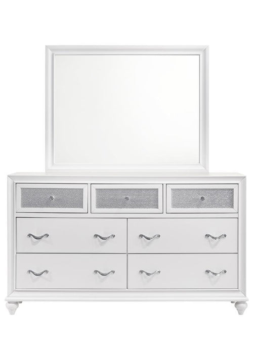 Barzini Rectangle Dresser Mirror White - Evans Furniture (CO)