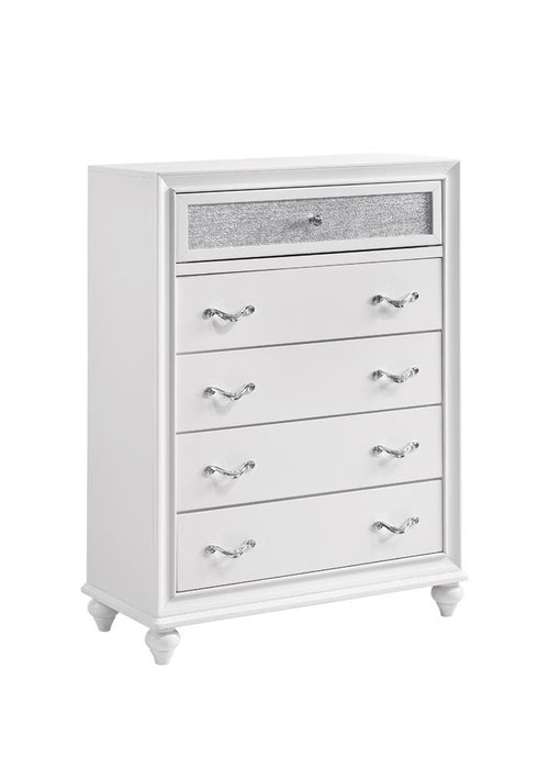 Barzini 5-drawer Chest White - Evans Furniture (CO)