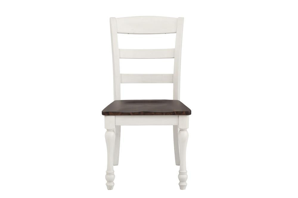 Madelyn Ladder Back Side Chairs Dark Cocoa and Coastal White (Set of 2) - Evans Furniture (CO)