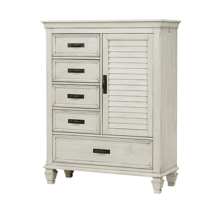 Franco 5-drawer Door Chest Antique White - Evans Furniture (CO)