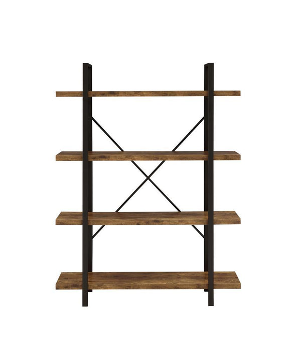 Cole 4-Shelf Bookcase Antique Nutmeg and Black - Evans Furniture (CO)