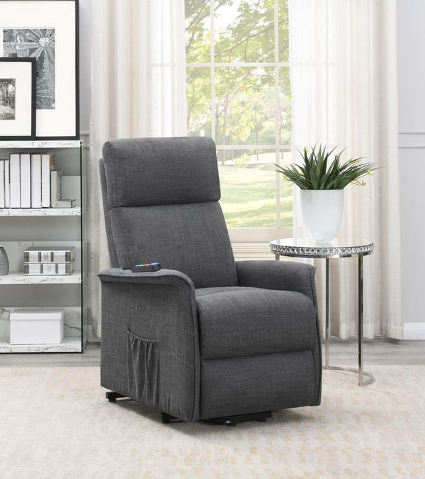 Herrera Power Lift Recliner with Wired Remote Charcoal - Evans Furniture (CO)