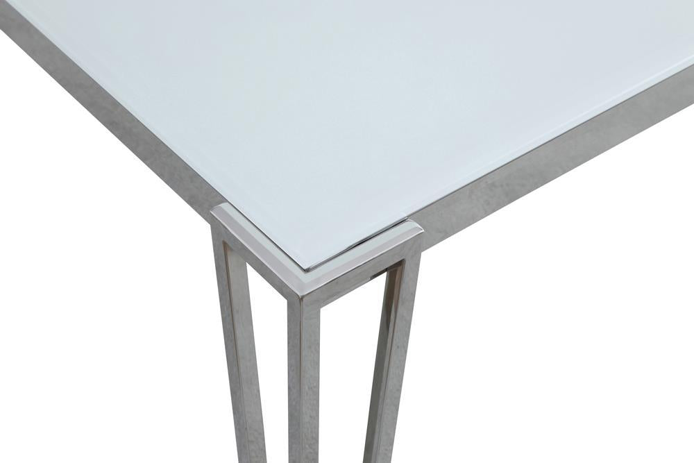 Pauline Rectangular Dining Table with Metal Leg White and Chrome - Evans Furniture (CO)