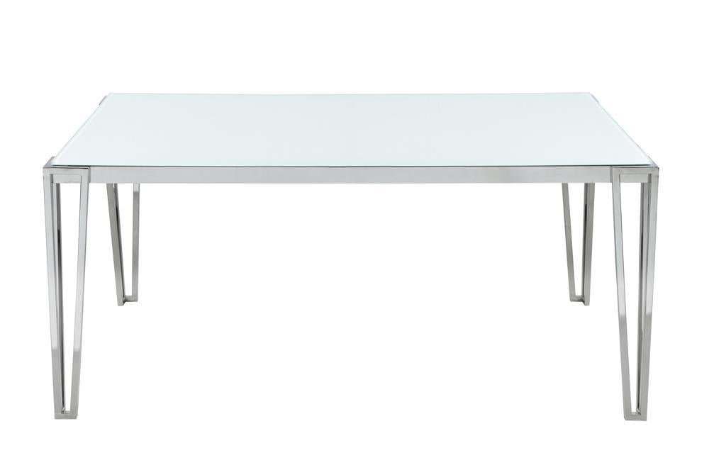 Pauline Rectangular Dining Table with Metal Leg White and Chrome - Evans Furniture (CO)