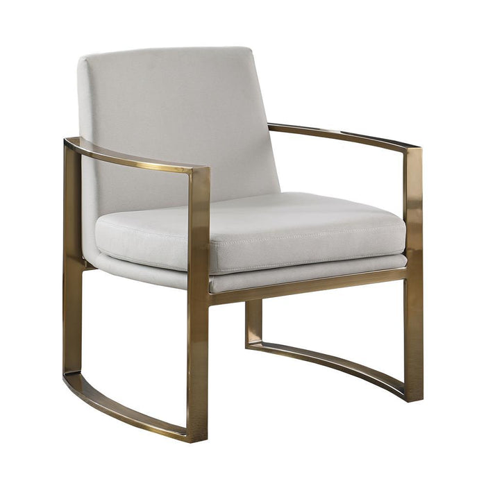 Cory Concave Metal Arm Accent Chair Cream and Bronze - Evans Furniture (CO)