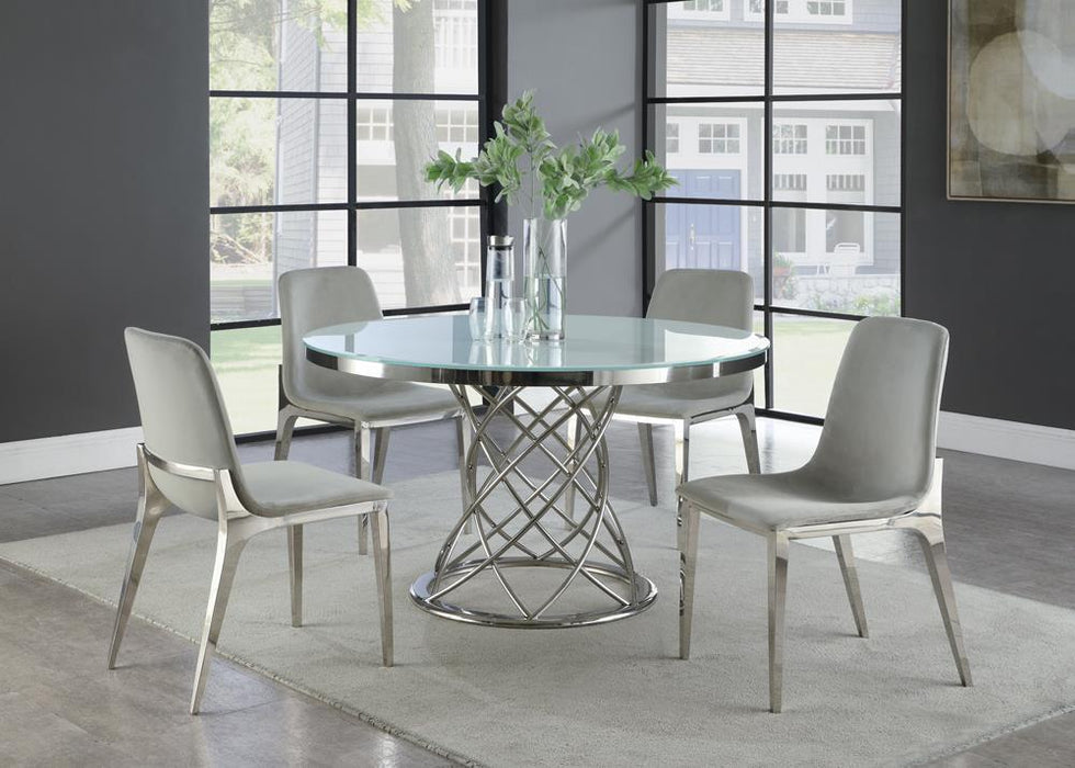 Irene Upholstered Side Chairs Light Grey and Chrome (Set of 4) - Evans Furniture (CO)