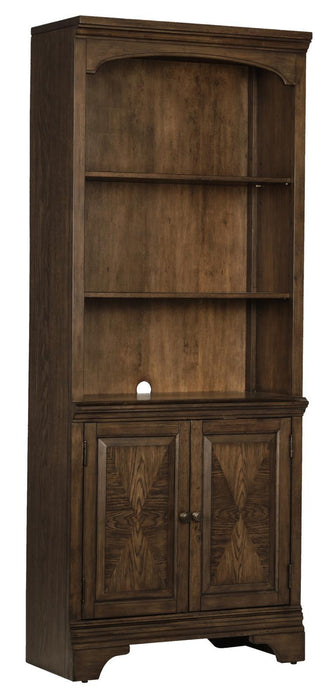 Hartshill Bookcase with Cabinet Burnished Oak - Evans Furniture (CO)