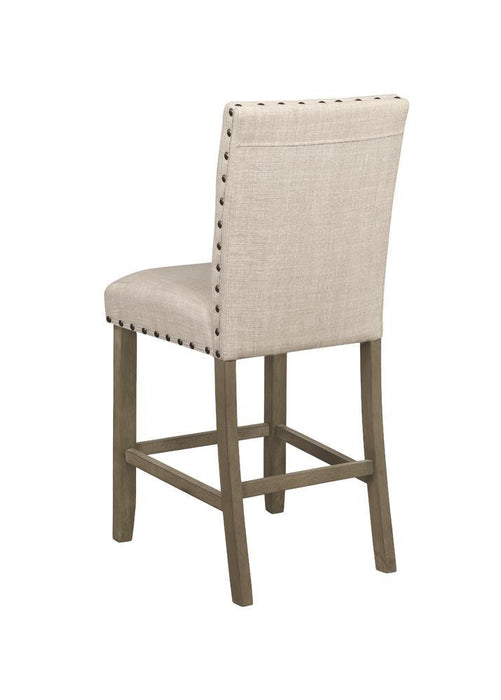 Ralland Upholstered Counter Height Stools with Nailhead Trim Beige (Set of 2) - Evans Furniture (CO)