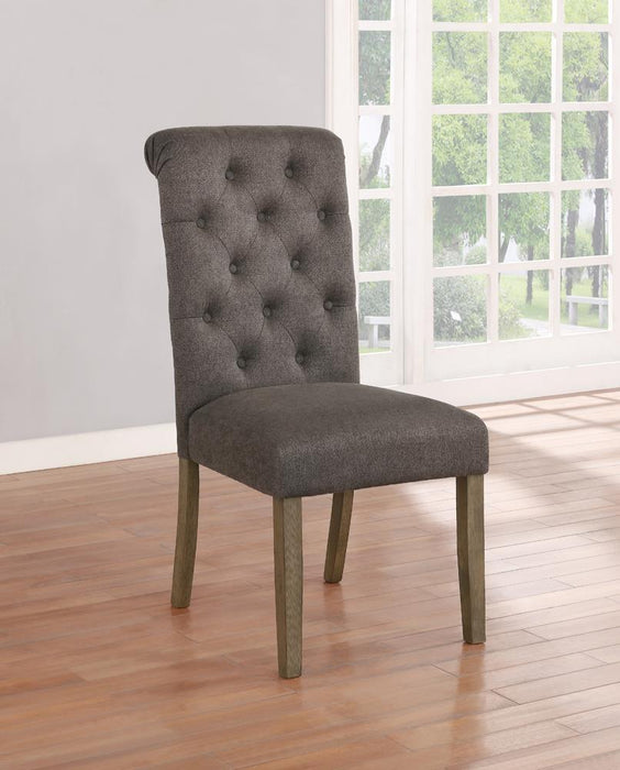 Balboa Tufted Back Side Chairs Rustic Brown and Grey (Set of 2) - Evans Furniture (CO)