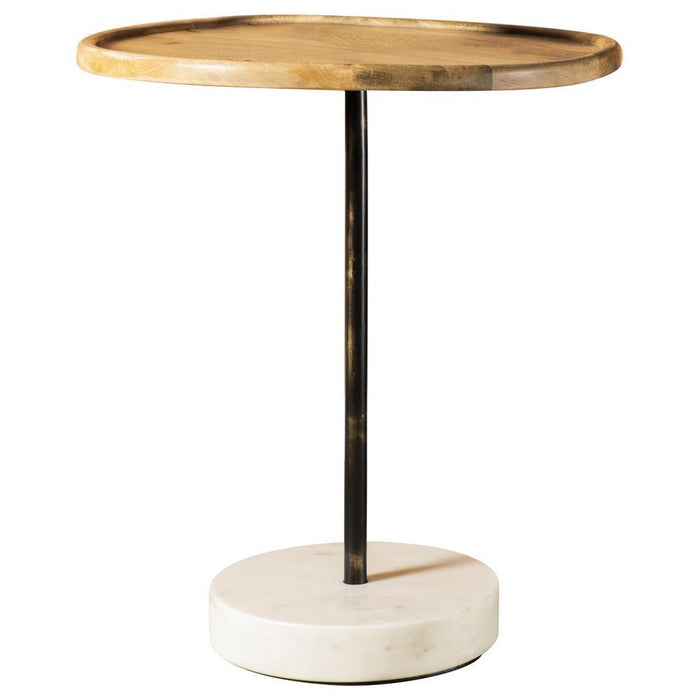 Ginevra Round Wooden Top Accent Table Natural and White - Evans Furniture (CO)