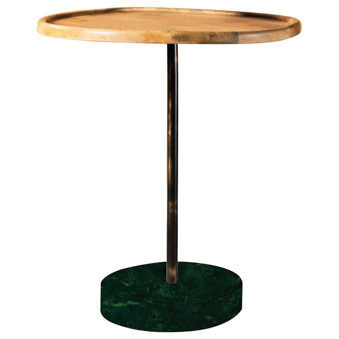 Ginevra Round Marble Base Accent Table Natural and Green - Evans Furniture (CO)